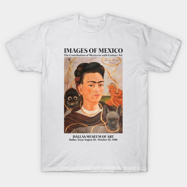 Frida Kahlo Exhibition Art Poster - "Self-Portrait with Monkey" 1988 T-Shirt by notalizard